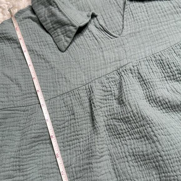 Pink Lily Aqua Muslin Lightweight Flowy Boutique Balloon Sleeves Textured TJ - Picture 8 of 11